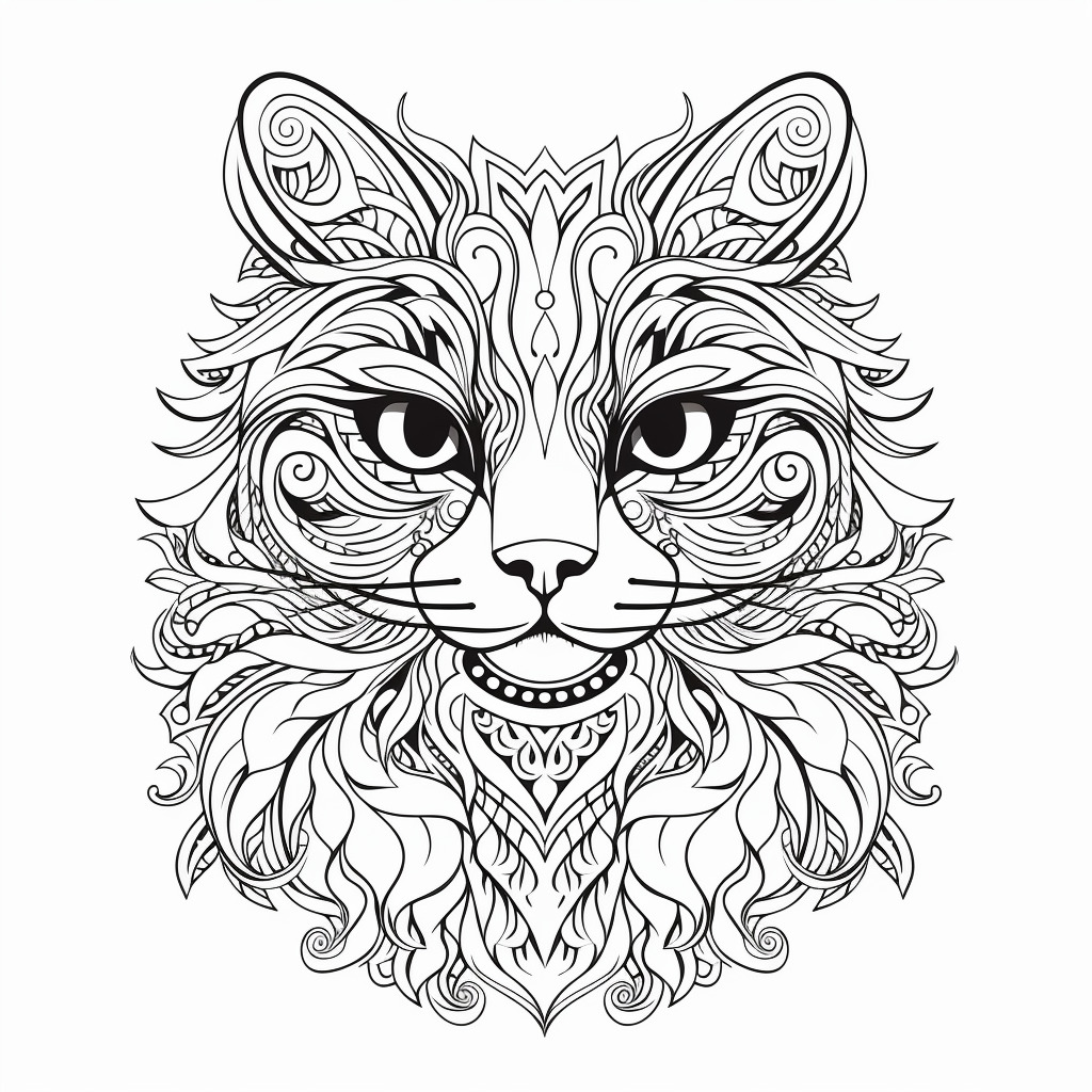 cat portrait coloring page