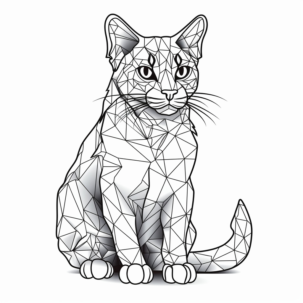 sitting cat coloring page with distinctive eye patches