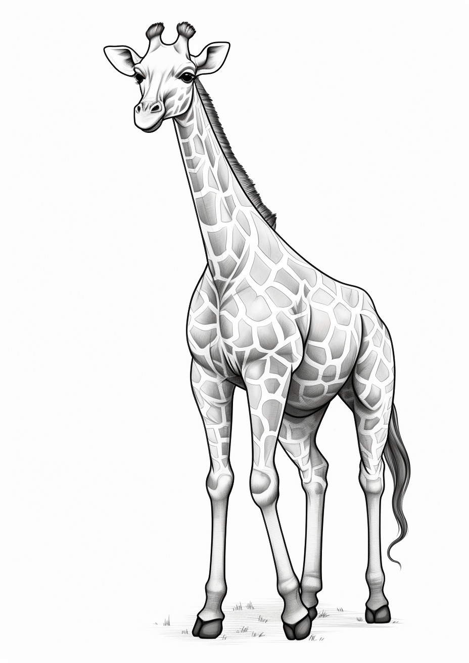 coloring page of a giraffe (full body)