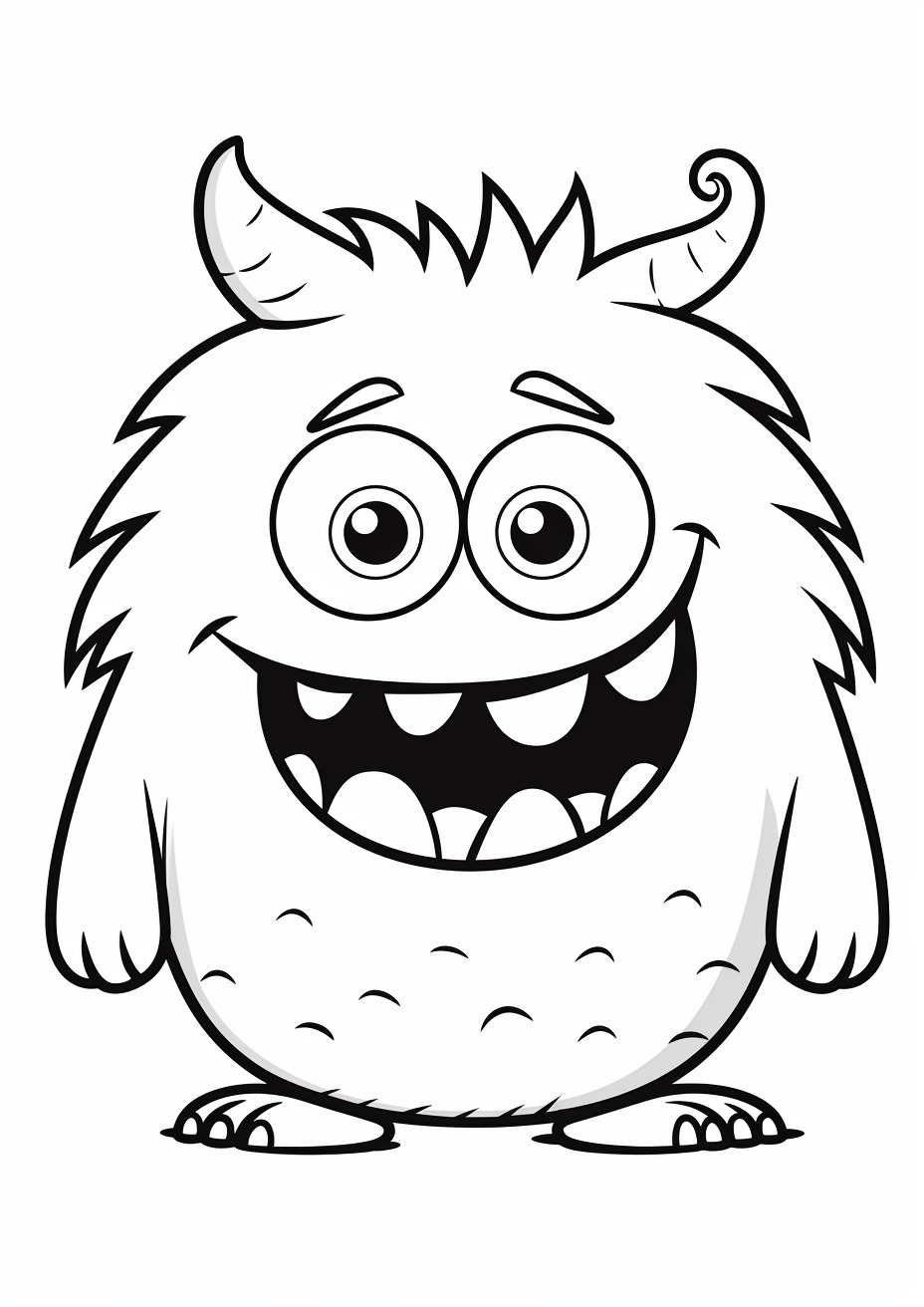 cute monster coloring page for kids simple